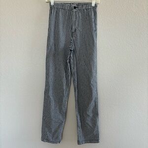 brandy melville john galt gingham straight leg pants navy white